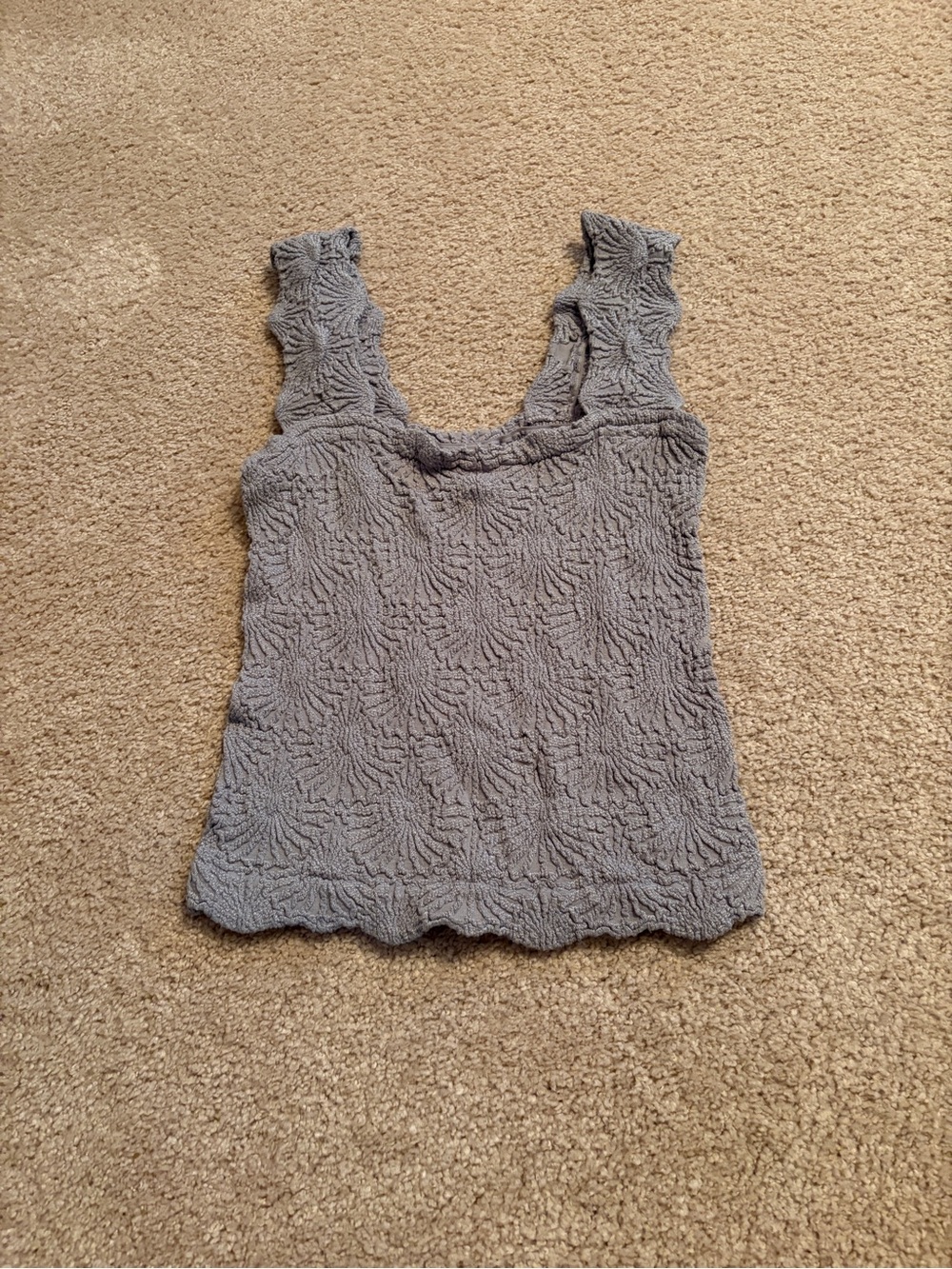 Urban Outfitters Gray Textured Scalloped Tank